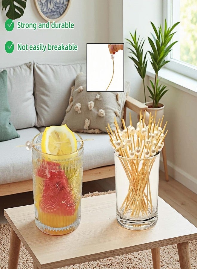 RyanDesign 4.7" White Pearl Bamboo Cocktail Toothpicks - 150 Count, Eco-Friendly Appetizer Picks for Drinks, Snacks & Party Decor (Grip-Enhanced, Non-Slip) (White) - Image 2